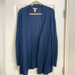 Women's White House Black Market Long Open Cardigan Size L Blue